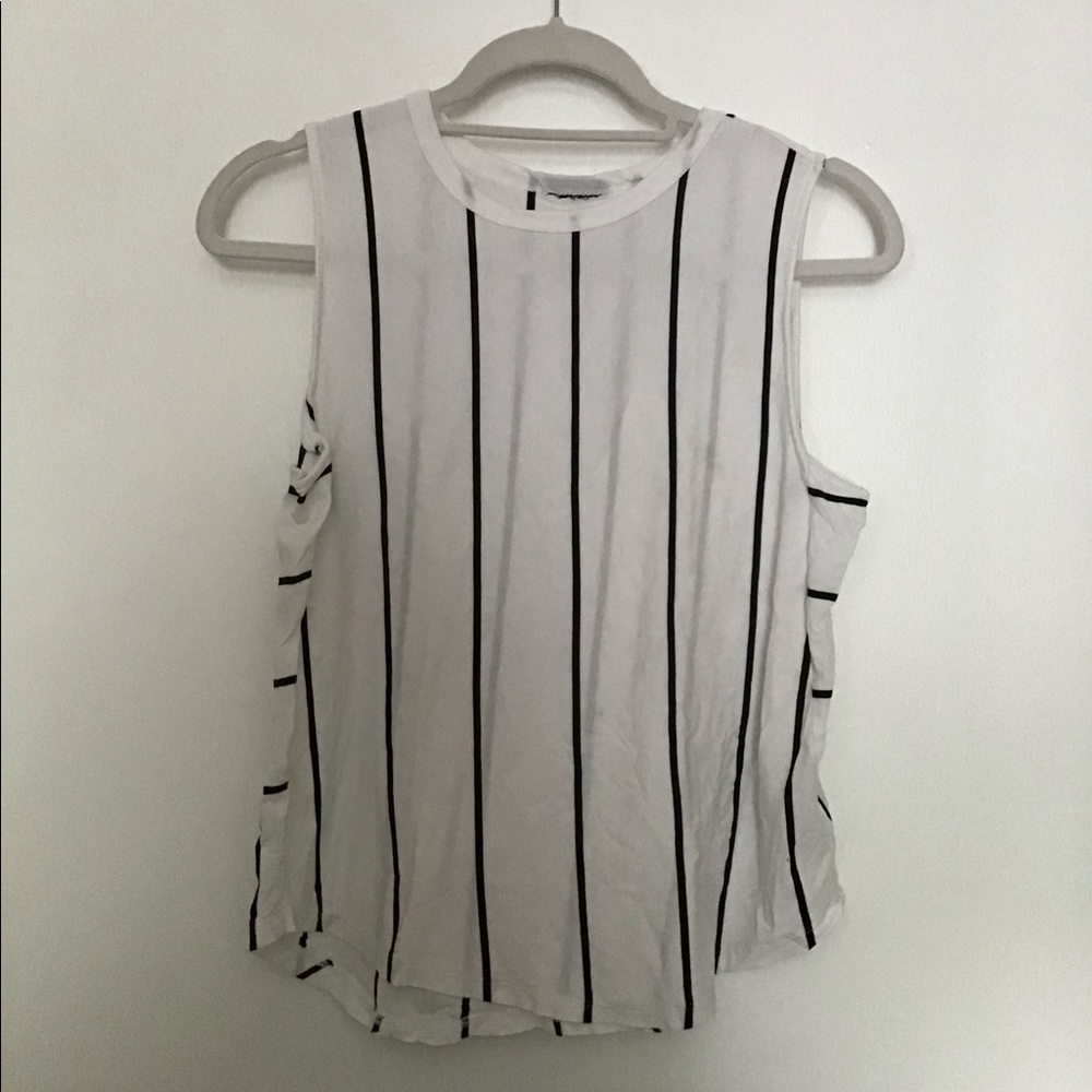 White and black striped Top